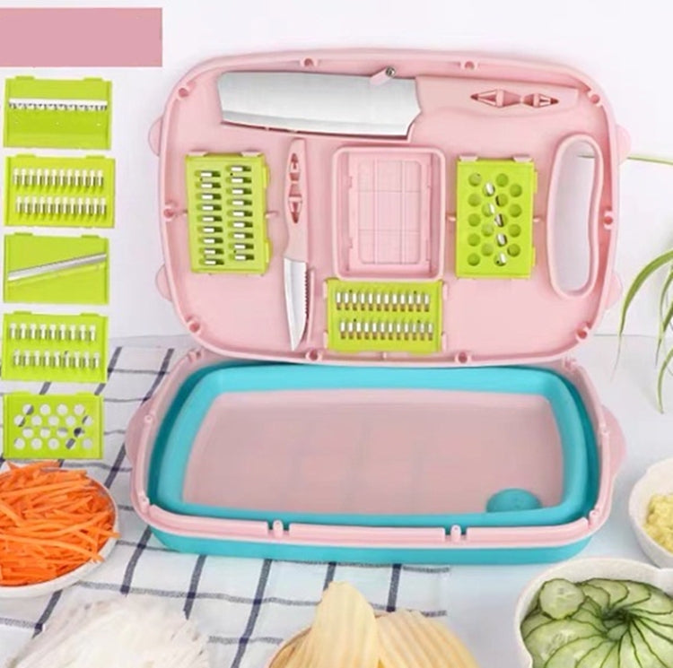 9 in 1 Folding Cutting Board Plastic Multi Function Household Cutting Board Kitchen Antibacterial Mildew Cutting Board Cutting Knife Set