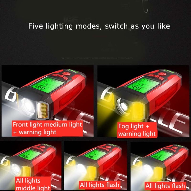 Front Light (With Fog Light) & Horn & Speedometer  Multifunctional Bicycle Mountain Bike Headlight