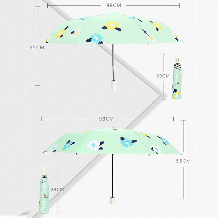 Illustration Folding Black Glue Sun Umbrella Tri-fold Sunny Rain Umbrella