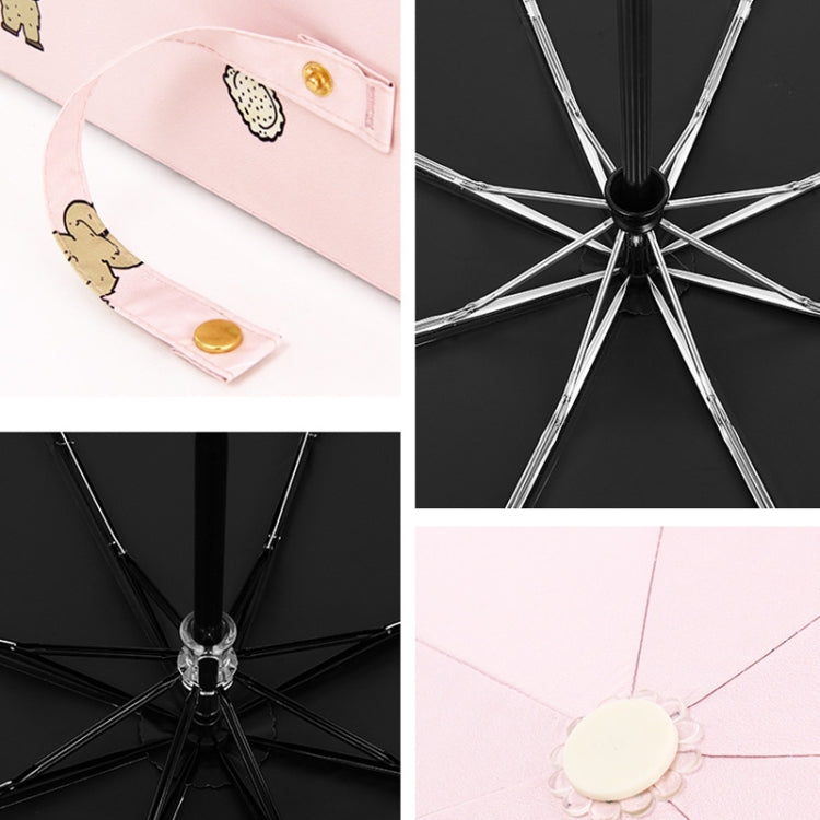 Children Sweet Vinyl Sunscreen Umbrella Tri-fold Student Cartoon Folding Umbrella