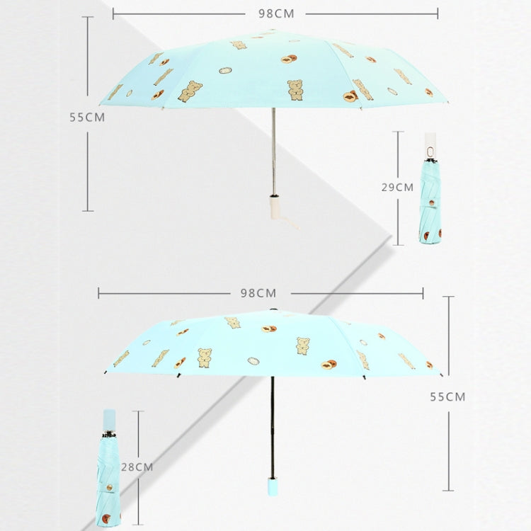 Children Sweet Vinyl Sunscreen Umbrella Tri-fold Student Cartoon Folding Umbrella