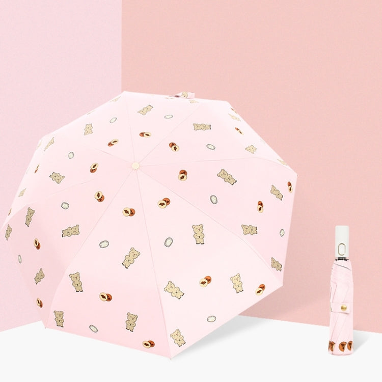 Children Sweet Vinyl Sunscreen Umbrella Tri-fold Student Cartoon Folding Umbrella