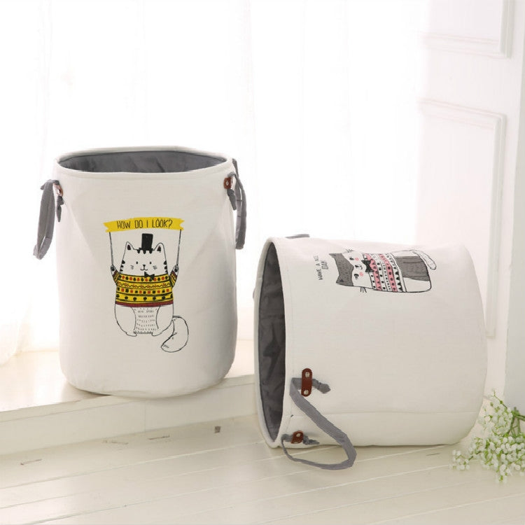 Fabric Round Dirty Clothes Bucket Home Children Toy Folding Storage Basket