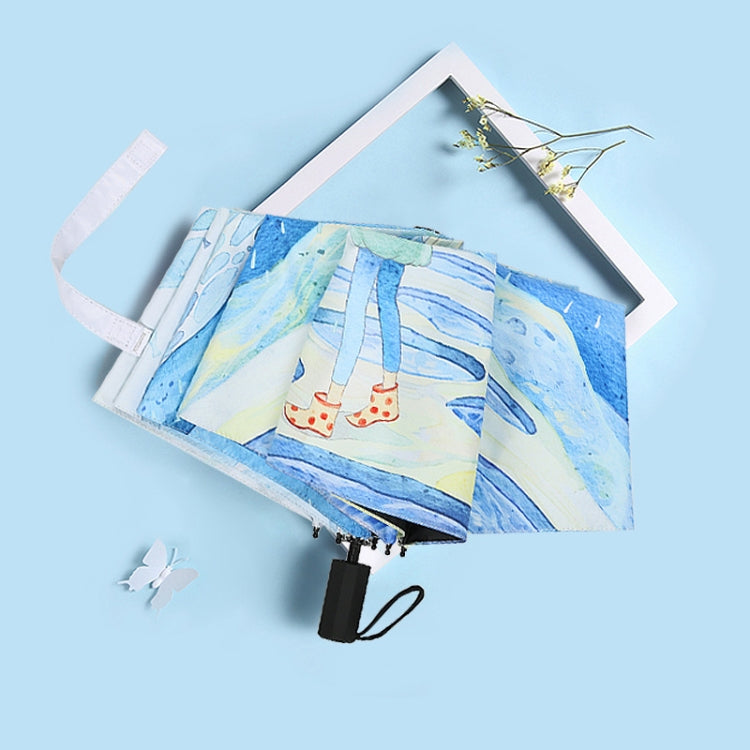 Art Small Fresh Umbrella Folding Sun and Rain Dual-use Umbrella Sun Protection and UV Protection Vinyl Sun Umbrella