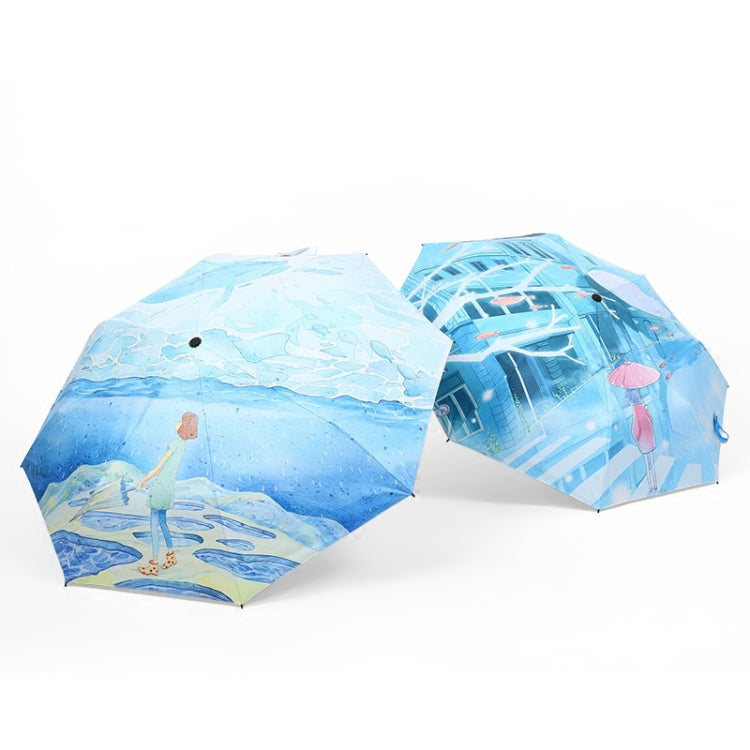 Art Small Fresh Umbrella Folding Sun and Rain Dual-use Umbrella Sun Protection and UV Protection Vinyl Sun Umbrella