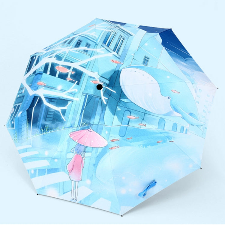 Art Small Fresh Umbrella Folding Sun and Rain Dual-use Umbrella Sun Protection and UV Protection Vinyl Sun Umbrella