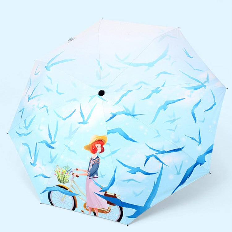 Art Small Fresh Umbrella Folding Sun and Rain Dual-use Umbrella Sun Protection and UV Protection Vinyl Sun Umbrella