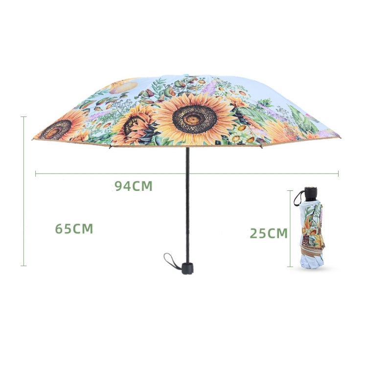 Sunflower Vinyl Sunscreen Double-layer Sunshade UV Umbrella Folding Rain and Sun Dual-purpose Umbrella