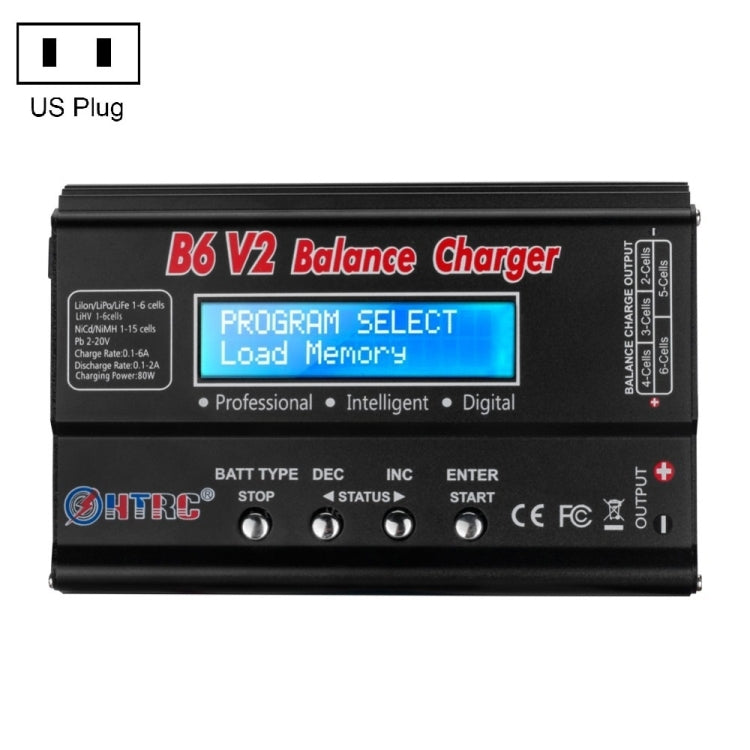 HTRC B6 V2 Balance Charger Intelligent Model Airplane Lithium Battery Charger,