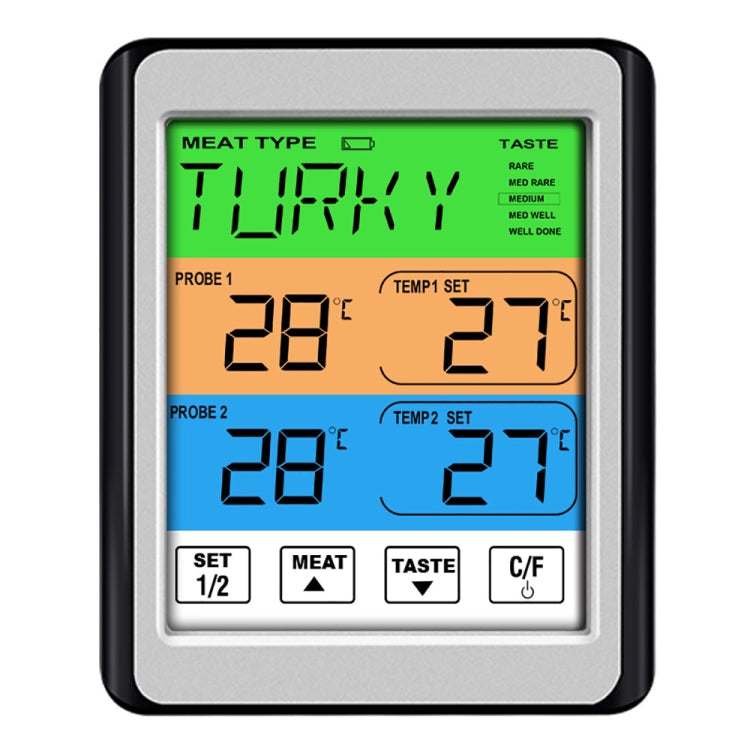 CH-212 Dual Probe Color Screen Smart Alarm Grill Kitchen Thermometer