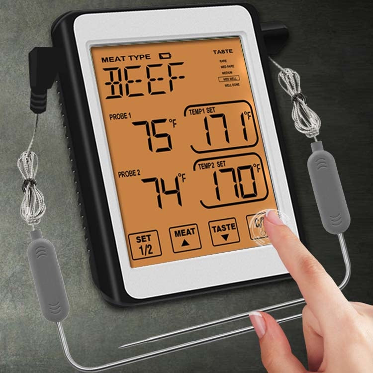 CH-212 Dual Probe Color Screen Smart Alarm Grill Kitchen Thermometer