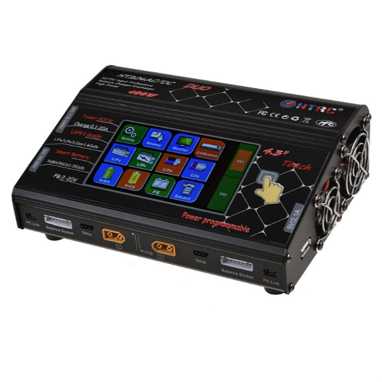 HTRC HT206AC/DC DUO 400W Large Color Screen Touch Dual-way Smart Balance Charger,
