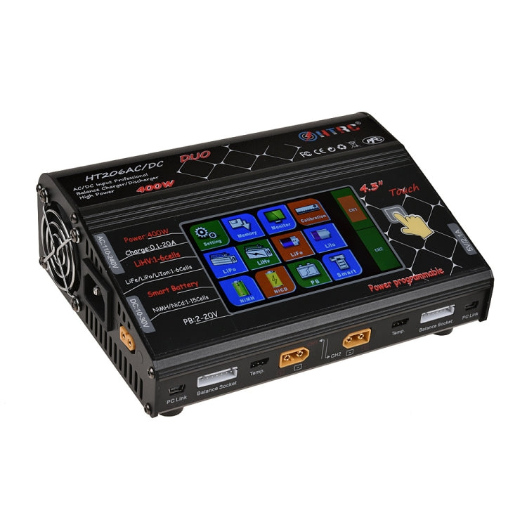 HTRC HT206AC/DC DUO 400W Large Color Screen Touch Dual-way Smart Balance Charger,