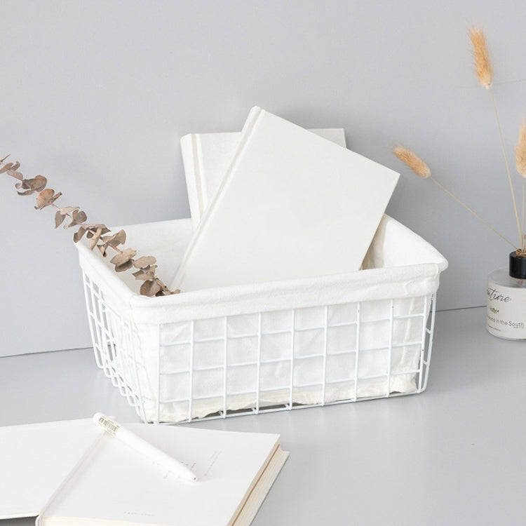 Wrought Iron Tabletop Snack Storage Box Sundries With Cloth Storage Basket