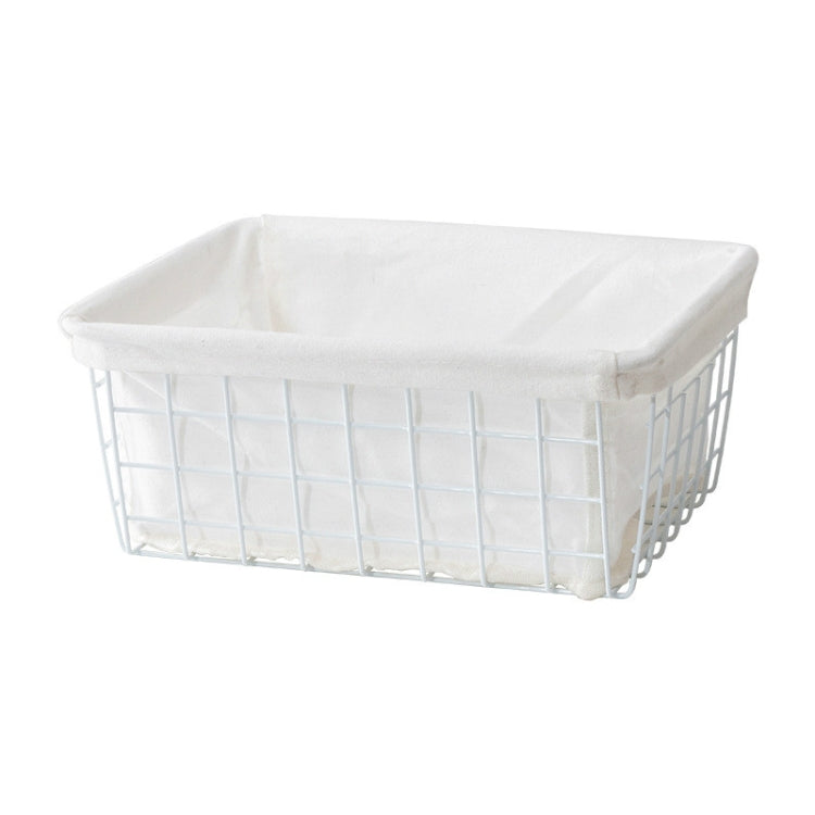 Wrought Iron Tabletop Snack Storage Box Sundries With Cloth Storage Basket