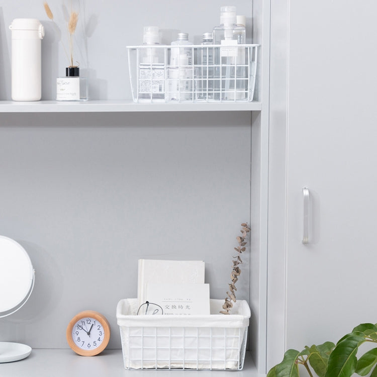 Wrought Iron Tabletop Snack Storage Box Sundries With Cloth Storage Basket