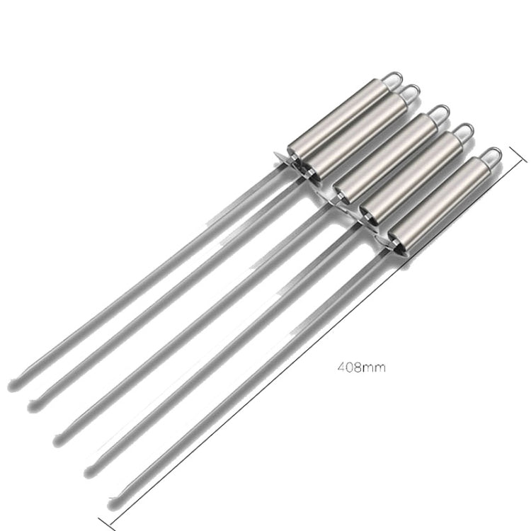 5 PCS Barbecue Pin With Handle BBQ Stainless Steel Grill Skewer Grill Pin With Heat-proof Handle