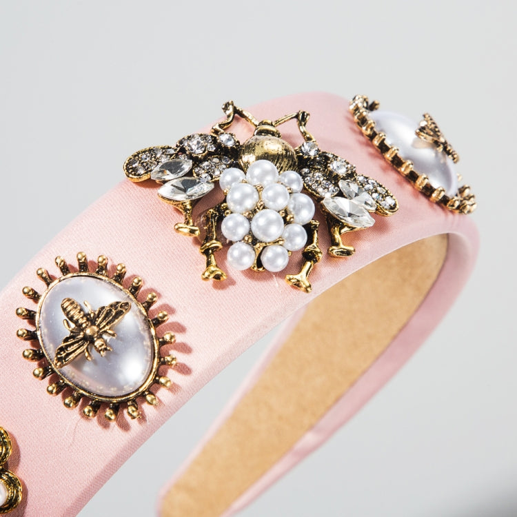 Bee Inlaid Rhinestone Headband Pearl Headband Widen Brim Headband