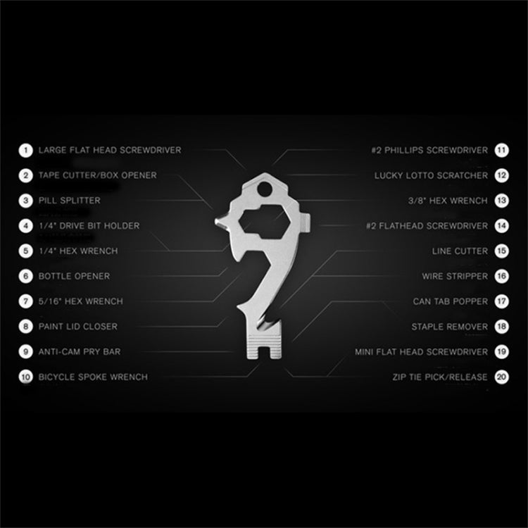 20 in 1 Multi-function EDC Tool Key Ring Bottle Opener Screwdriver Multi-purpose Outdoor Mini Tool