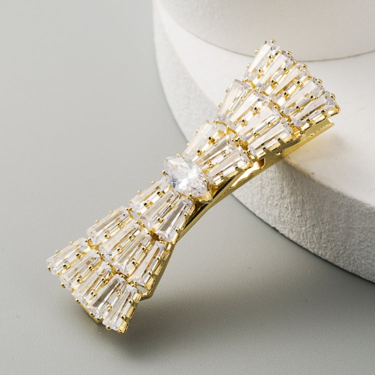 Bow Element Hairpin Duckbill Clip Alloy Inlaid Rhinestone Hair Clip
