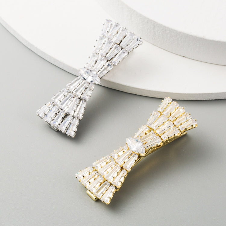 Bow Element Hairpin Duckbill Clip Alloy Inlaid Rhinestone Hair Clip