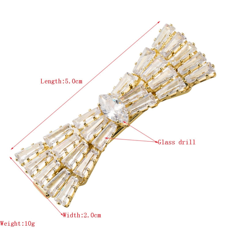 Bow Element Hairpin Duckbill Clip Alloy Inlaid Rhinestone Hair Clip