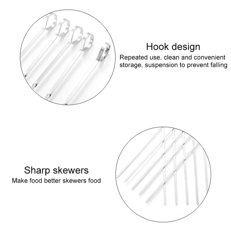 10pcs / Set Metal Square Flat Barbecue Stick BBQ Skewers