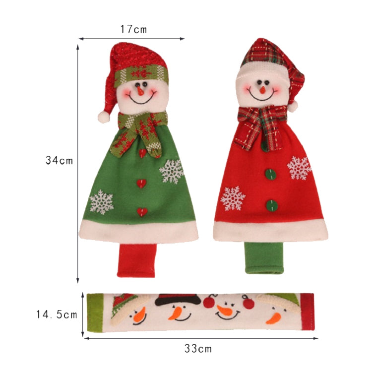 Christmas Cloak Microwave Oven Refrigerator Double Door Handle Gloves Anti-static Extended Anti-collision Fabric Protective Cover