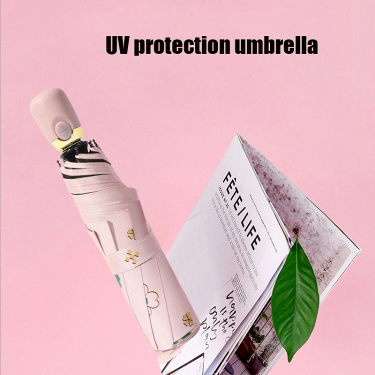 Student Vinyl Sunscreen Small Fresh Umbrella Folding Automatic Umbrella