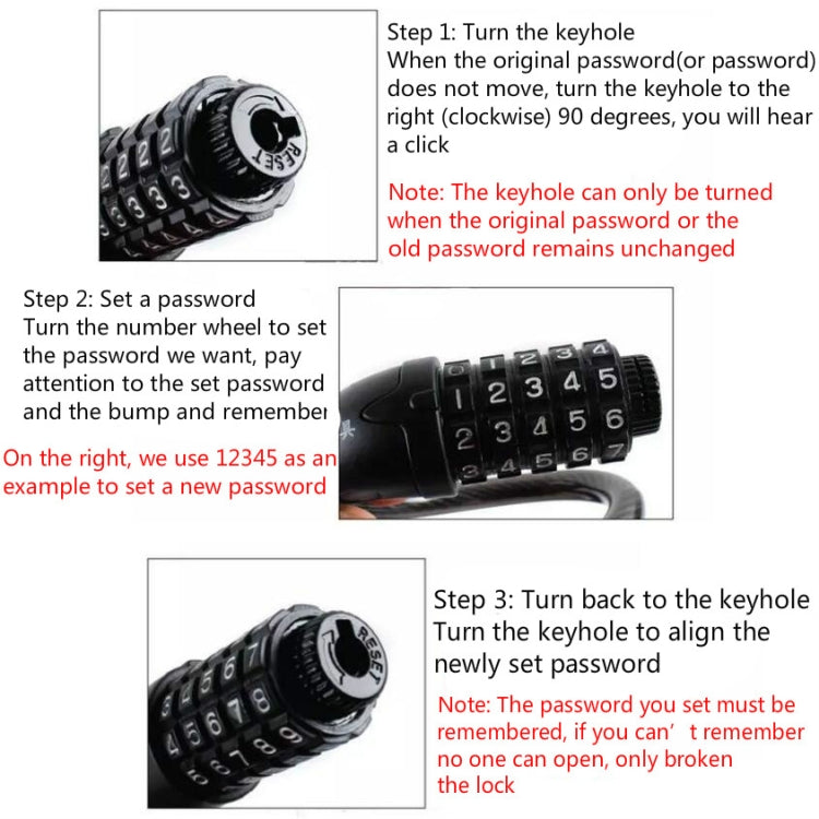 TONYON TY566 Bicycle Lock Five-digit Code Lock Mountain Bike Bar Wire Lock Single Rim Lock