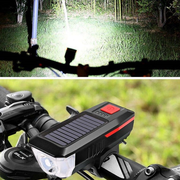 Bicycle Solar Headlight Horn Light Night Riding USB Charging Headlight Bicycle Glare Flashlight Equipment