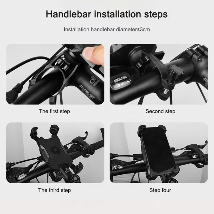 Electric Bicycle Mobile Phone Holder Can Be Rotated 360-degree Mobile Phone Holder Four-way Adjustment Bracket for Motorcycle