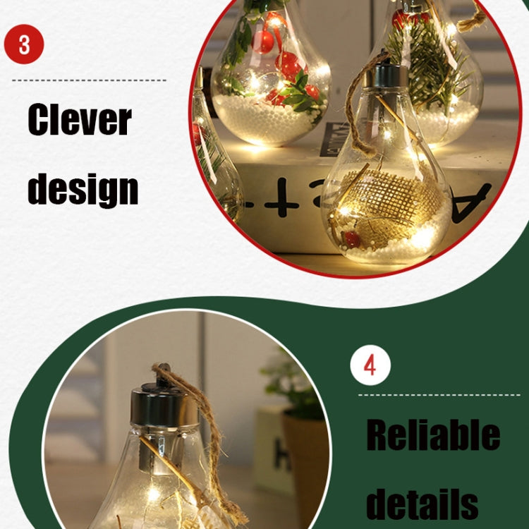 2 PCS LED Transparent Christmas Plastic Bulb Ball Christmas Tree Decoration Pendant