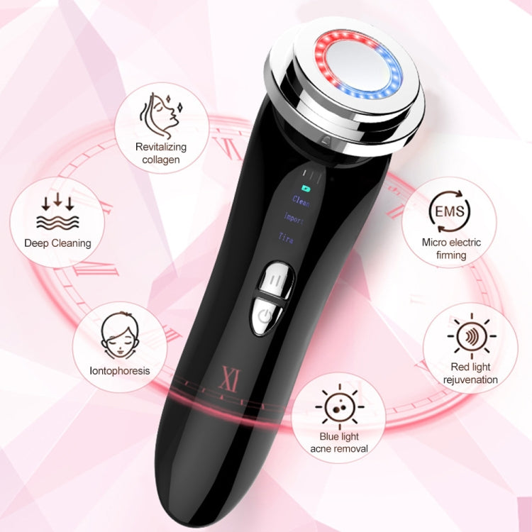 Facial Electronic Beauty Instrument Ultrasonic Ion Red And Blue Color Light Introduction Instrument