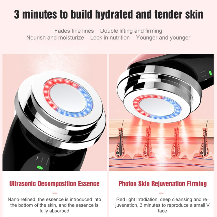 Facial Electronic Beauty Instrument Ultrasonic Ion Red And Blue Color Light Introduction Instrument