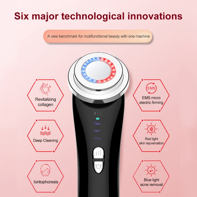 Facial Electronic Beauty Instrument Ultrasonic Ion Red And Blue Color Light Introduction Instrument