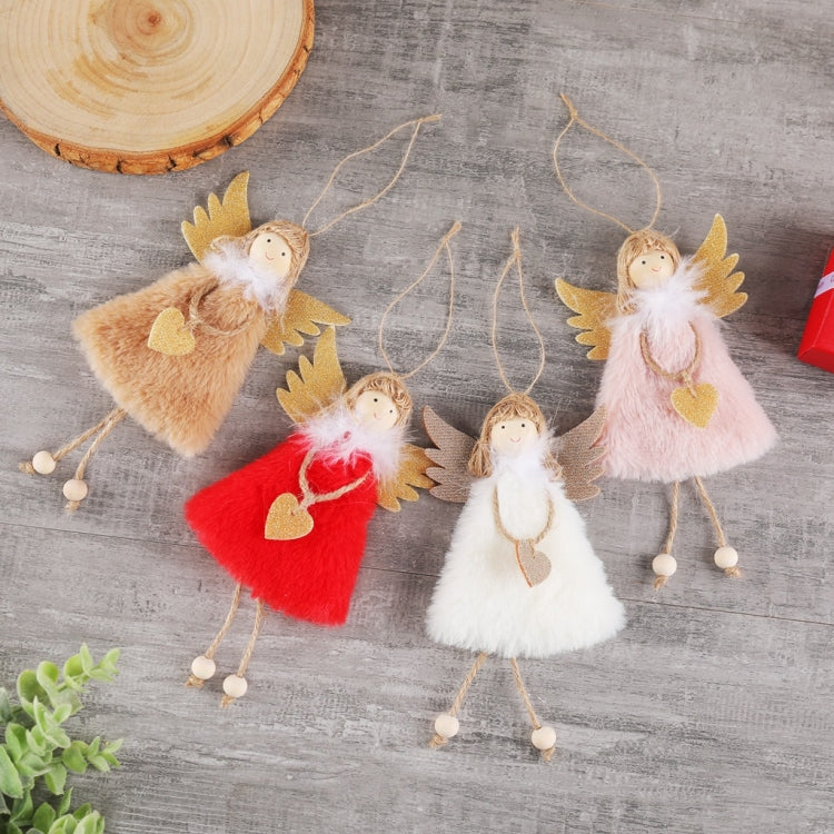 Christmas Decoration Pendant Love Plush Feather Angel Christmas Tree Pendant