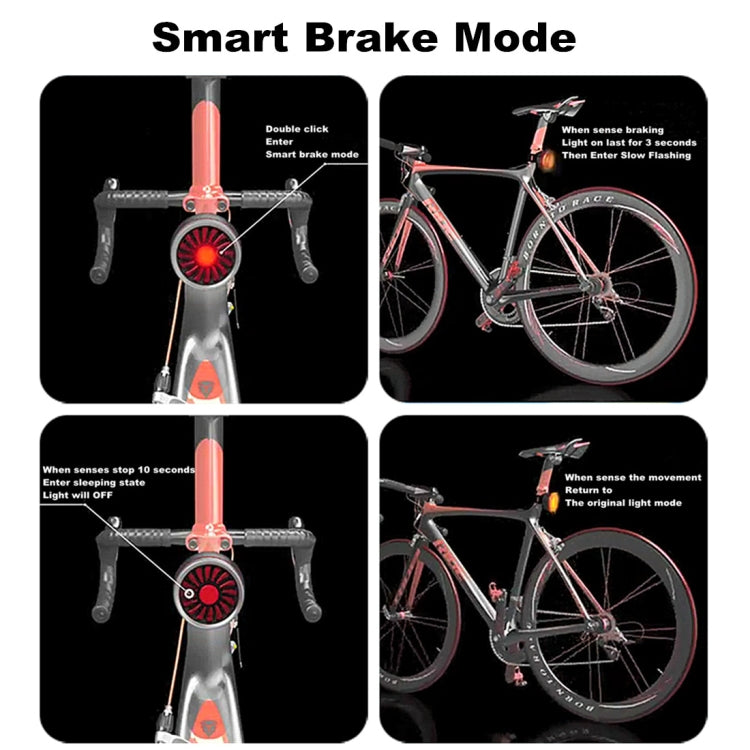 Bicycle Smart Sensor Brake Light USB Tail Light Warning Light