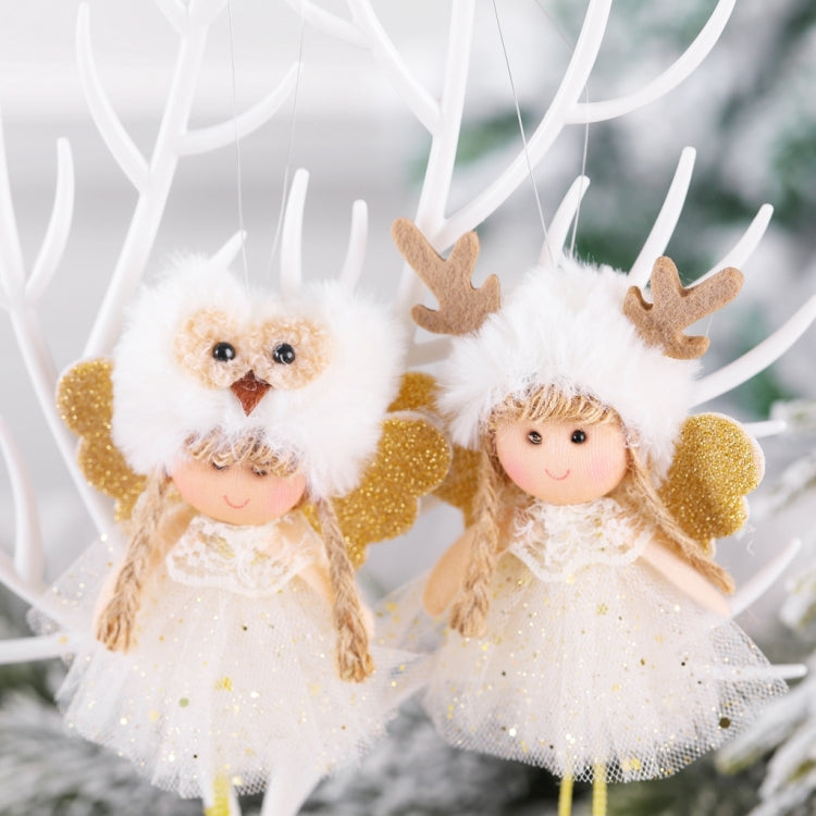 4 PCS Christmas Plush Net Yarn Sequined Angel Charm Children Doll Gift Christmas Tree Pendant