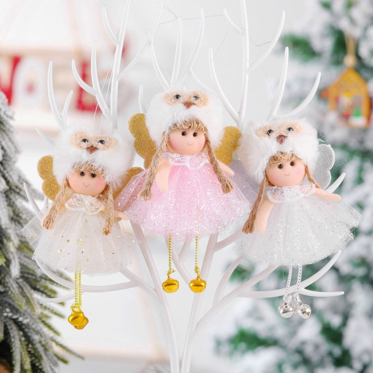 4 PCS Christmas Plush Net Yarn Sequined Angel Charm Children Doll Gift Christmas Tree Pendant
