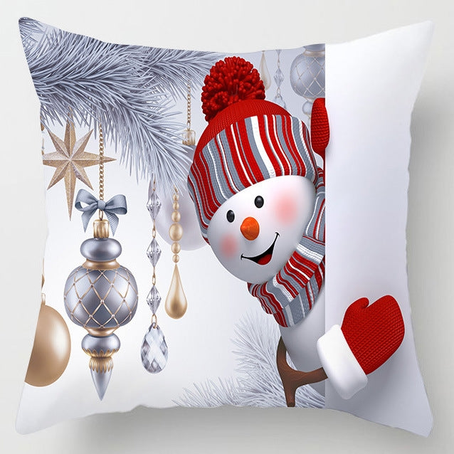 Christmas  Peach Skin Sofa Pillowcase Cartoon Living Room Bedroom Pillowcase Without Pillow Core