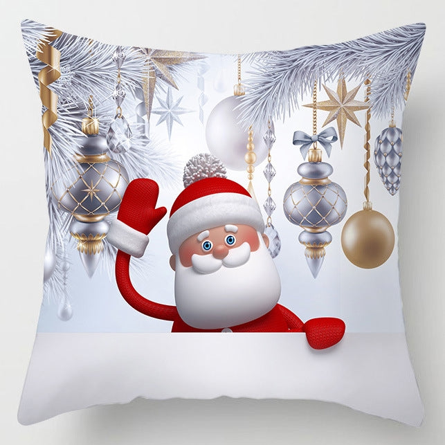 Christmas  Peach Skin Sofa Pillowcase Cartoon Living Room Bedroom Pillowcase Without Pillow Core