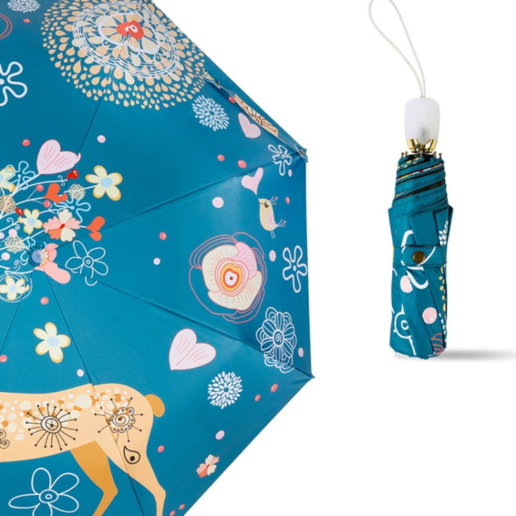 Small Fresh Vinyl Folding Cartoon Forest Rain and Sun Dual-use Umbrella