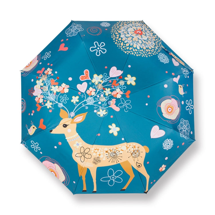 Small Fresh Vinyl Folding Cartoon Forest Rain and Sun Dual-use Umbrella