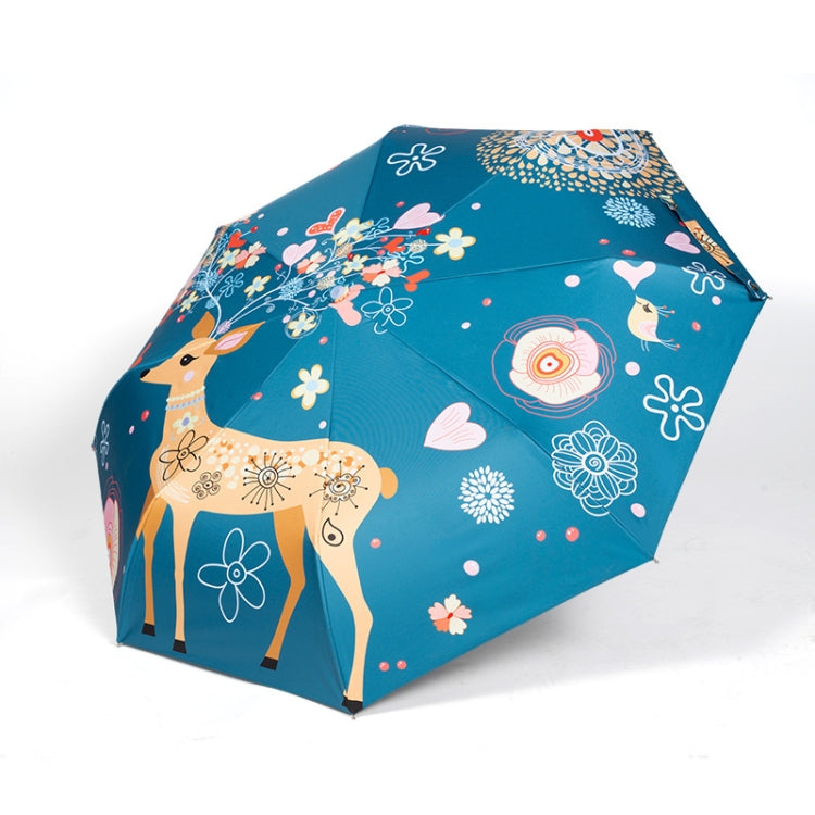 Small Fresh Vinyl Folding Cartoon Forest Rain and Sun Dual-use Umbrella