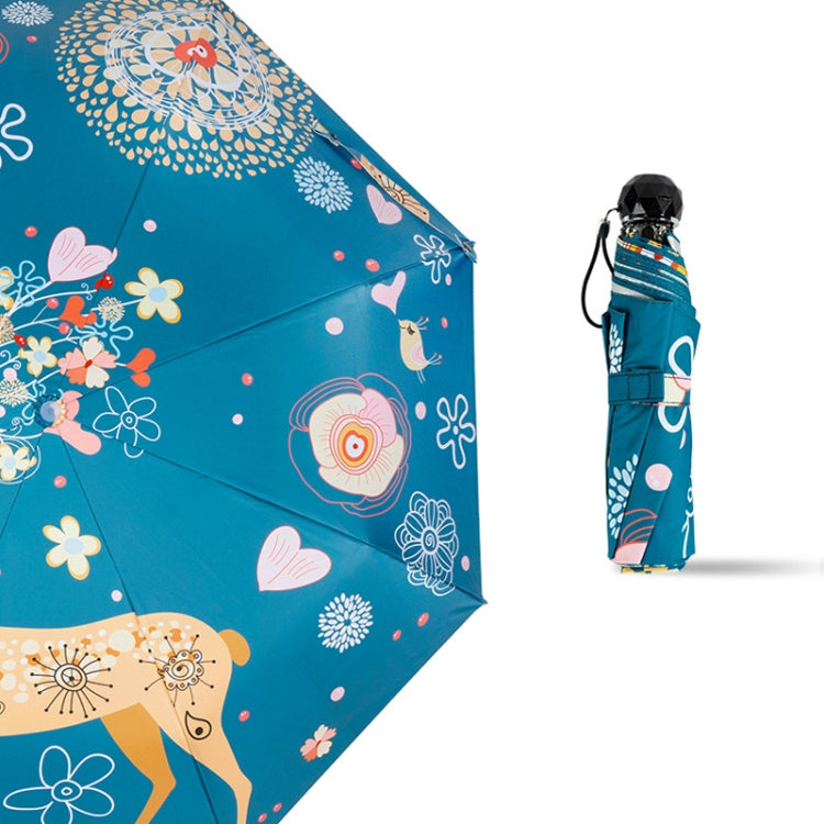 Small Fresh Vinyl Folding Cartoon Forest Rain and Sun Dual-use Umbrella
