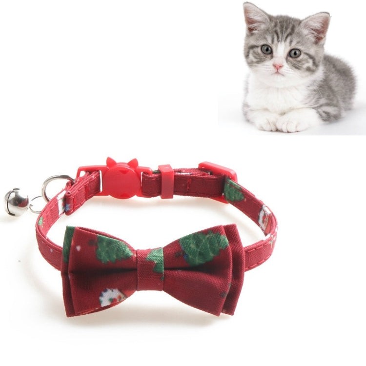 Christmas Snowman & Tree Pattern Pet Collar with Bells