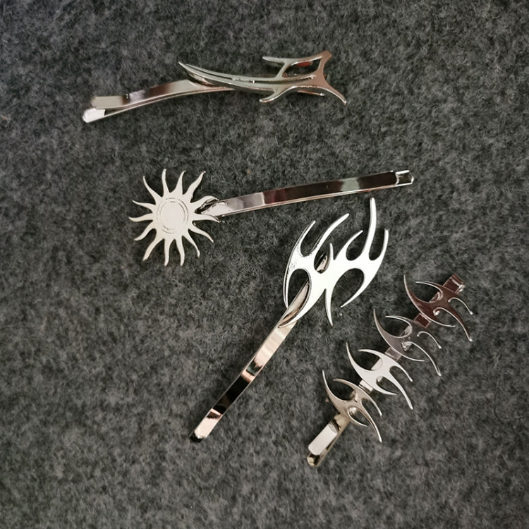 4pcs/set Halloween Rock Sun Flame Word Clip Metal Side Clip Bangs Clip