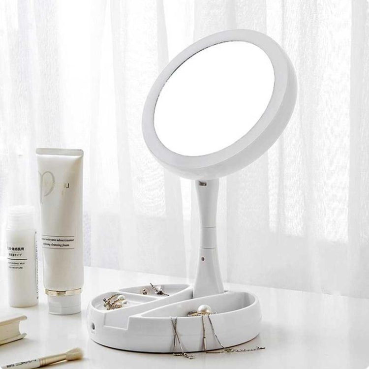 Foldable LED Light Makeup Mirror 10X Magnifying Compact Pocket Vanity Cosmetic Hand Mirror