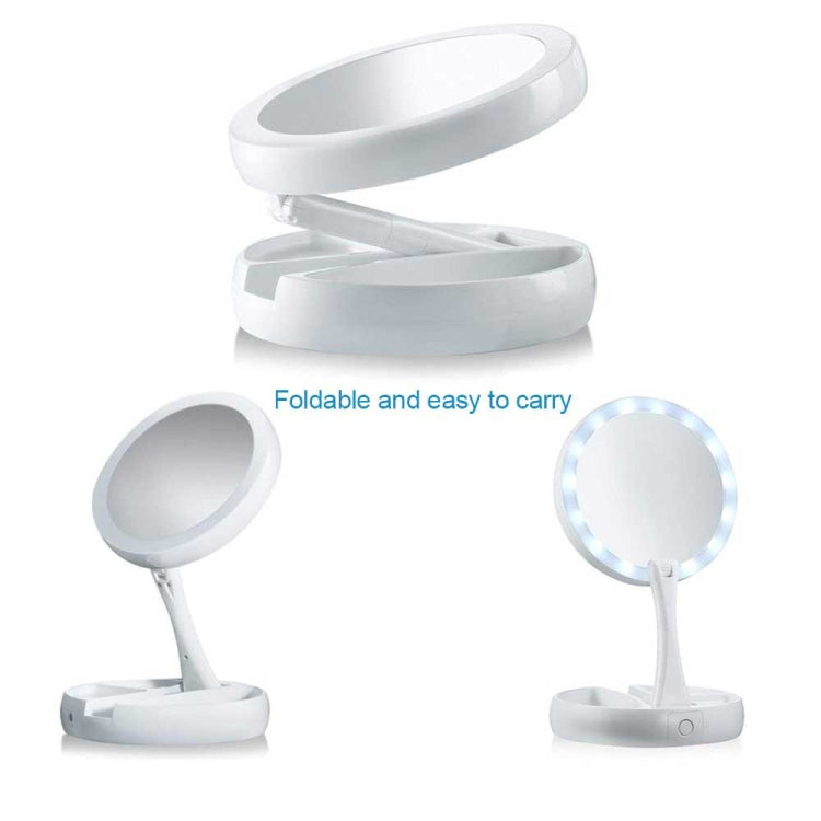 Foldable LED Light Makeup Mirror 10X Magnifying Compact Pocket Vanity Cosmetic Hand Mirror